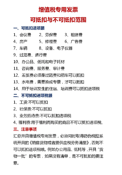 增值稅專票哪些能抵扣，哪些不能抵？